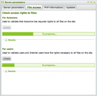 Server settings : check files access