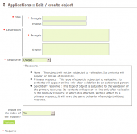 Applications : edit/create object